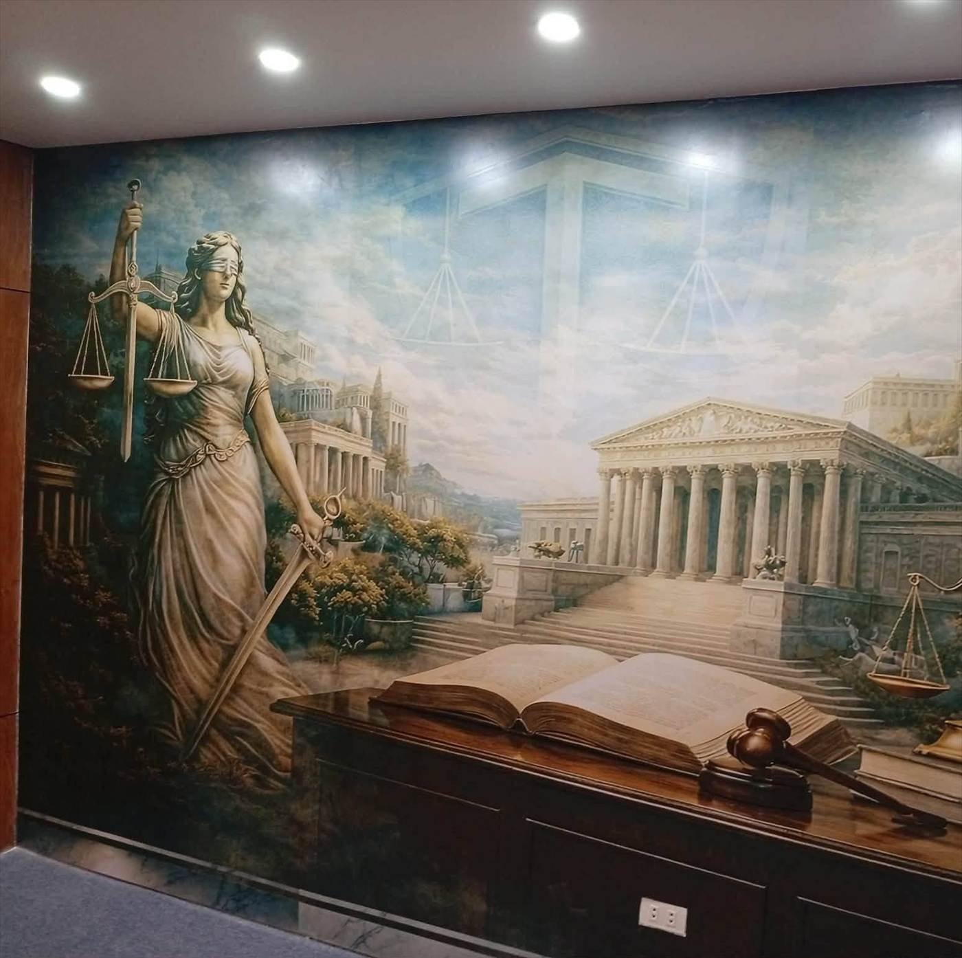 Lady Justice mural inside the TLG Law Office Laguna branch